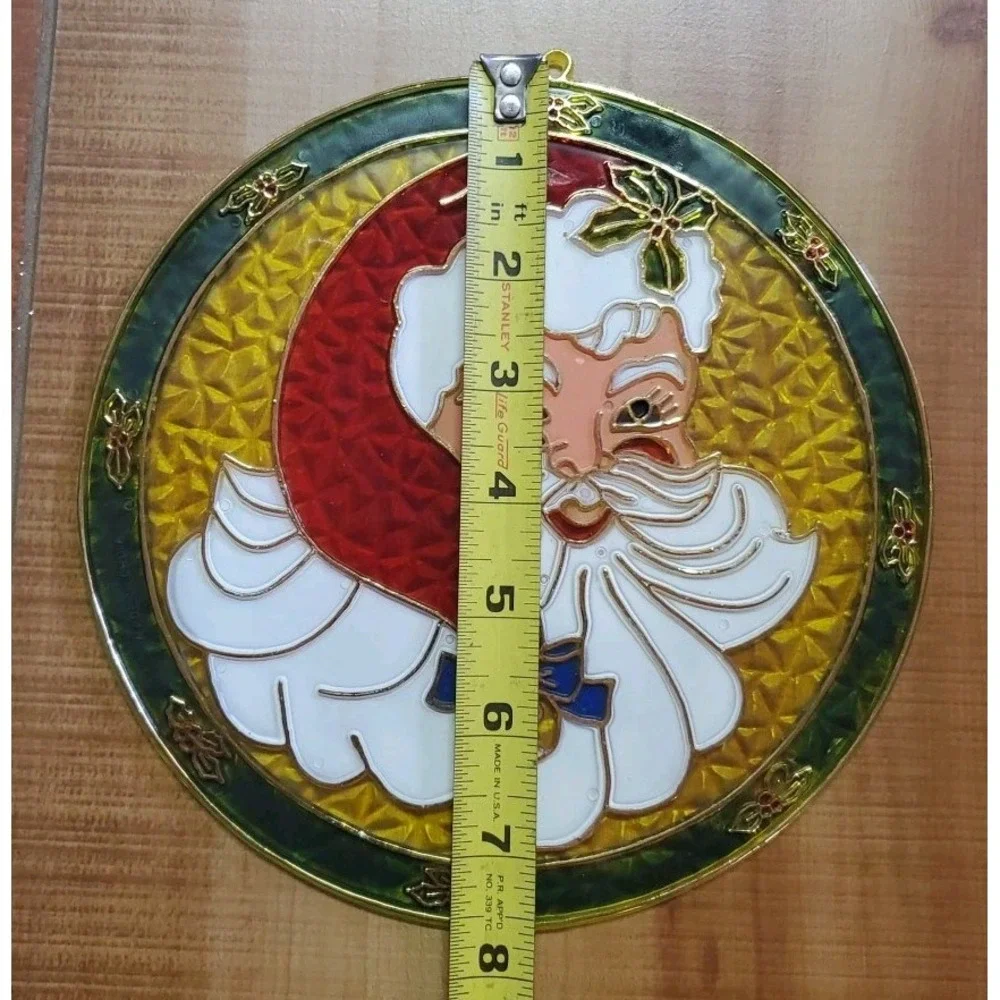 Vintage Christmas Suncatchers Lot of 2 Santa and Christmas Tree